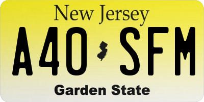 NJ license plate A40SFM