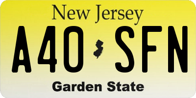 NJ license plate A40SFN
