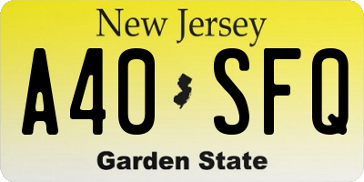 NJ license plate A40SFQ