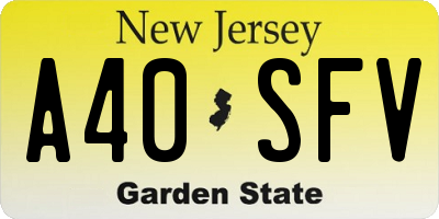 NJ license plate A40SFV