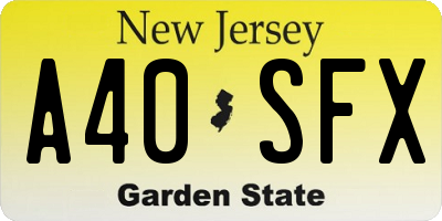 NJ license plate A40SFX