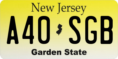 NJ license plate A40SGB