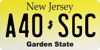 NJ license plate A40SGC