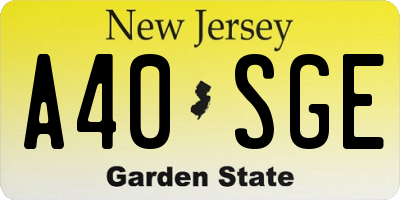 NJ license plate A40SGE