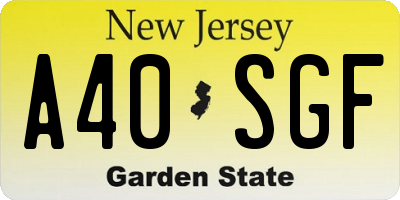 NJ license plate A40SGF