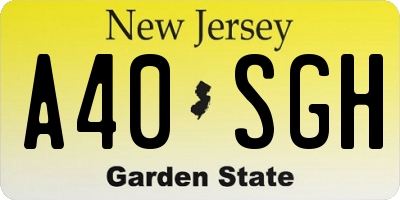 NJ license plate A40SGH