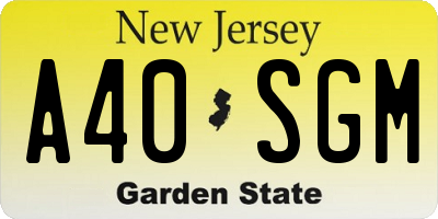 NJ license plate A40SGM