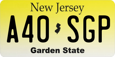 NJ license plate A40SGP