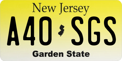 NJ license plate A40SGS