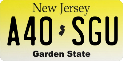 NJ license plate A40SGU