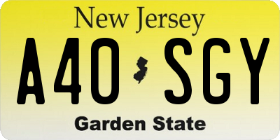 NJ license plate A40SGY
