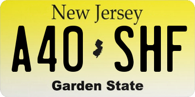 NJ license plate A40SHF