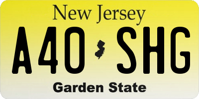 NJ license plate A40SHG