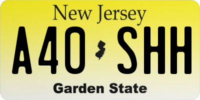 NJ license plate A40SHH