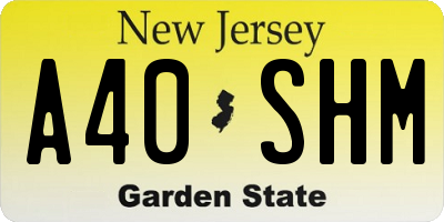 NJ license plate A40SHM