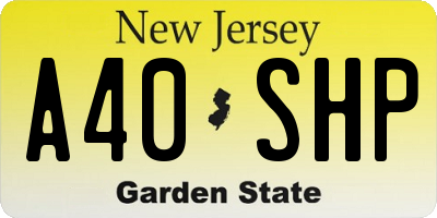 NJ license plate A40SHP