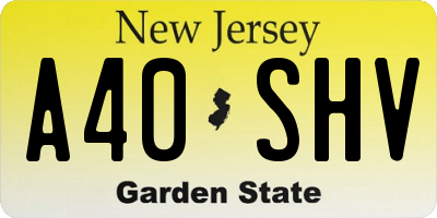 NJ license plate A40SHV