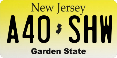 NJ license plate A40SHW