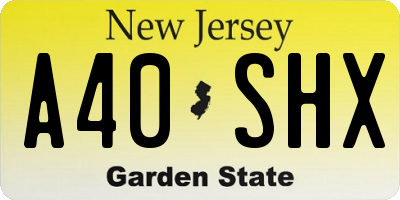 NJ license plate A40SHX