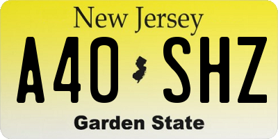 NJ license plate A40SHZ