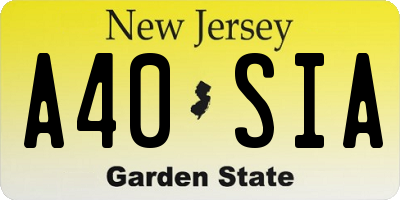 NJ license plate A40SIA