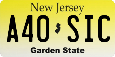 NJ license plate A40SIC