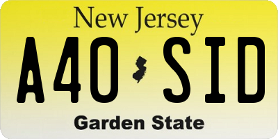 NJ license plate A40SID
