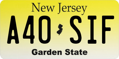 NJ license plate A40SIF
