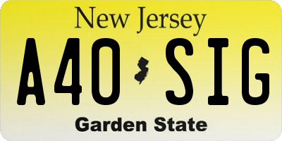 NJ license plate A40SIG