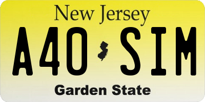 NJ license plate A40SIM