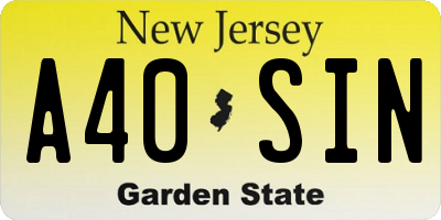 NJ license plate A40SIN