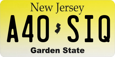 NJ license plate A40SIQ