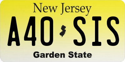 NJ license plate A40SIS