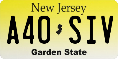 NJ license plate A40SIV