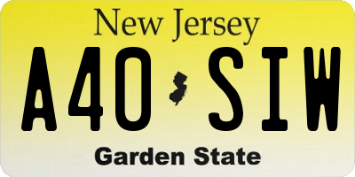 NJ license plate A40SIW