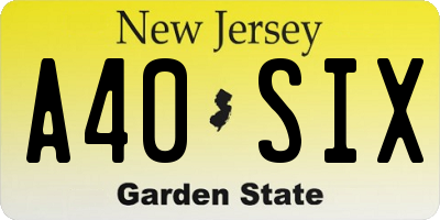 NJ license plate A40SIX
