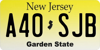 NJ license plate A40SJB
