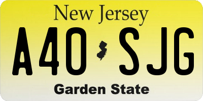 NJ license plate A40SJG