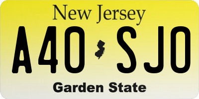 NJ license plate A40SJO