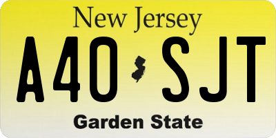 NJ license plate A40SJT