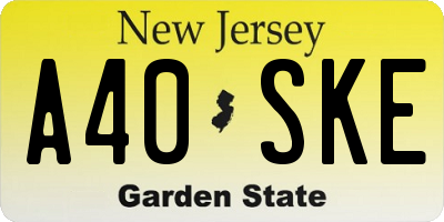 NJ license plate A40SKE