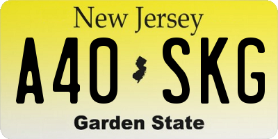 NJ license plate A40SKG
