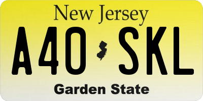 NJ license plate A40SKL