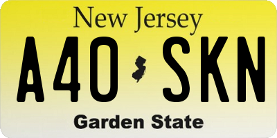 NJ license plate A40SKN