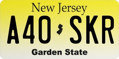 NJ license plate A40SKR
