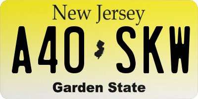 NJ license plate A40SKW