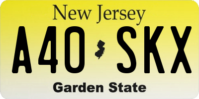 NJ license plate A40SKX
