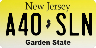 NJ license plate A40SLN