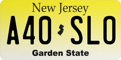 NJ license plate A40SLO