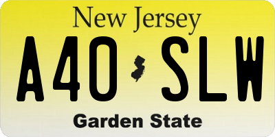 NJ license plate A40SLW